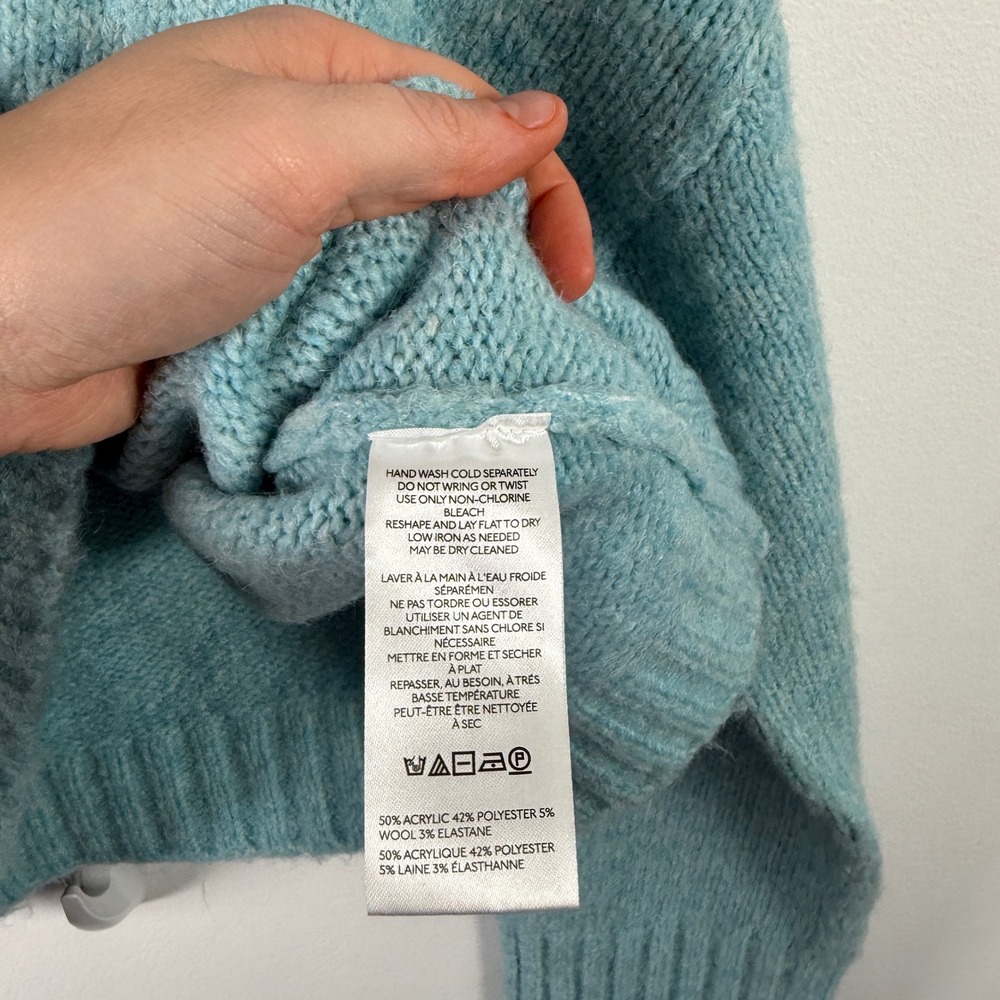 Pilcro Anthropologie Zamora Sweater Blue Cowl Neck Oversized Womens Small - Picture 6 of 11